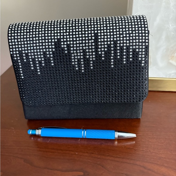 Black satin and rhinestone evening bag - Picture 3 of 3